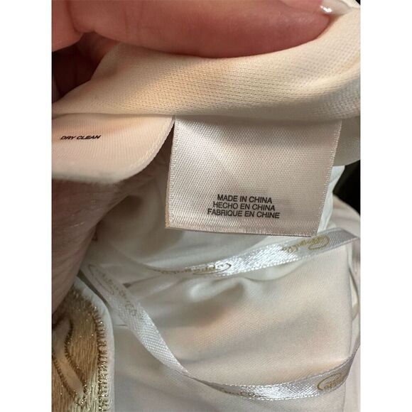 Pappagallo White Gold Embroidered Sleeveless Shift Dress One Size - Picture 11 of 12